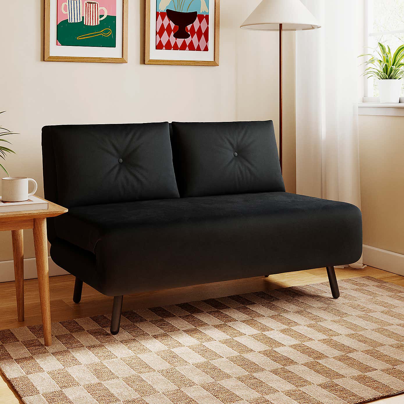 Phoebe Velvet Small Double Sofa Bed