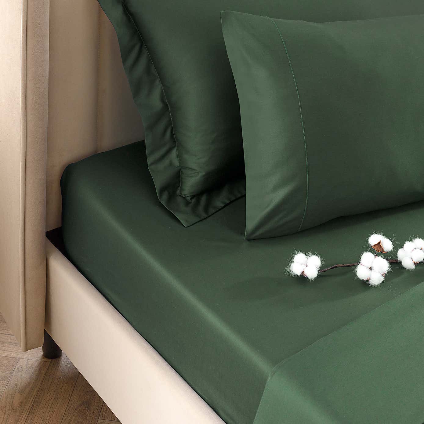 Dorma 300 Thread Count 100% Cotton Sateen Plain Fitted Sheet