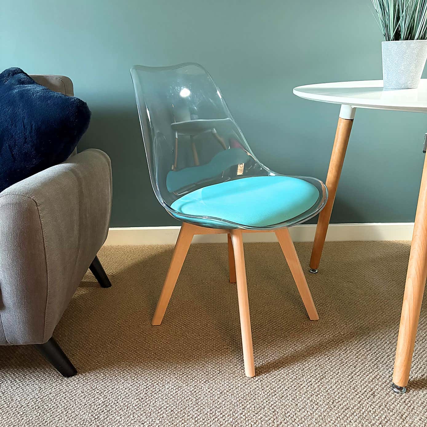 Fusion Living Soho Clear Plastic Dining Chair with Squared Legs