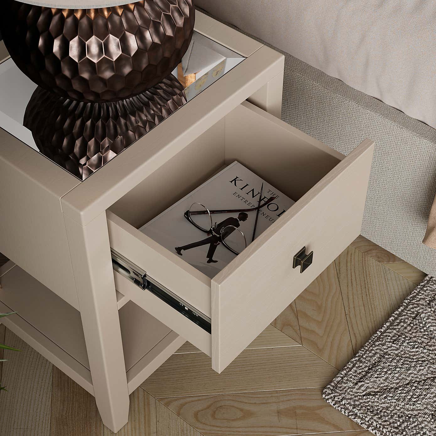 Luxe 1 Drawer Slim Bedside Table