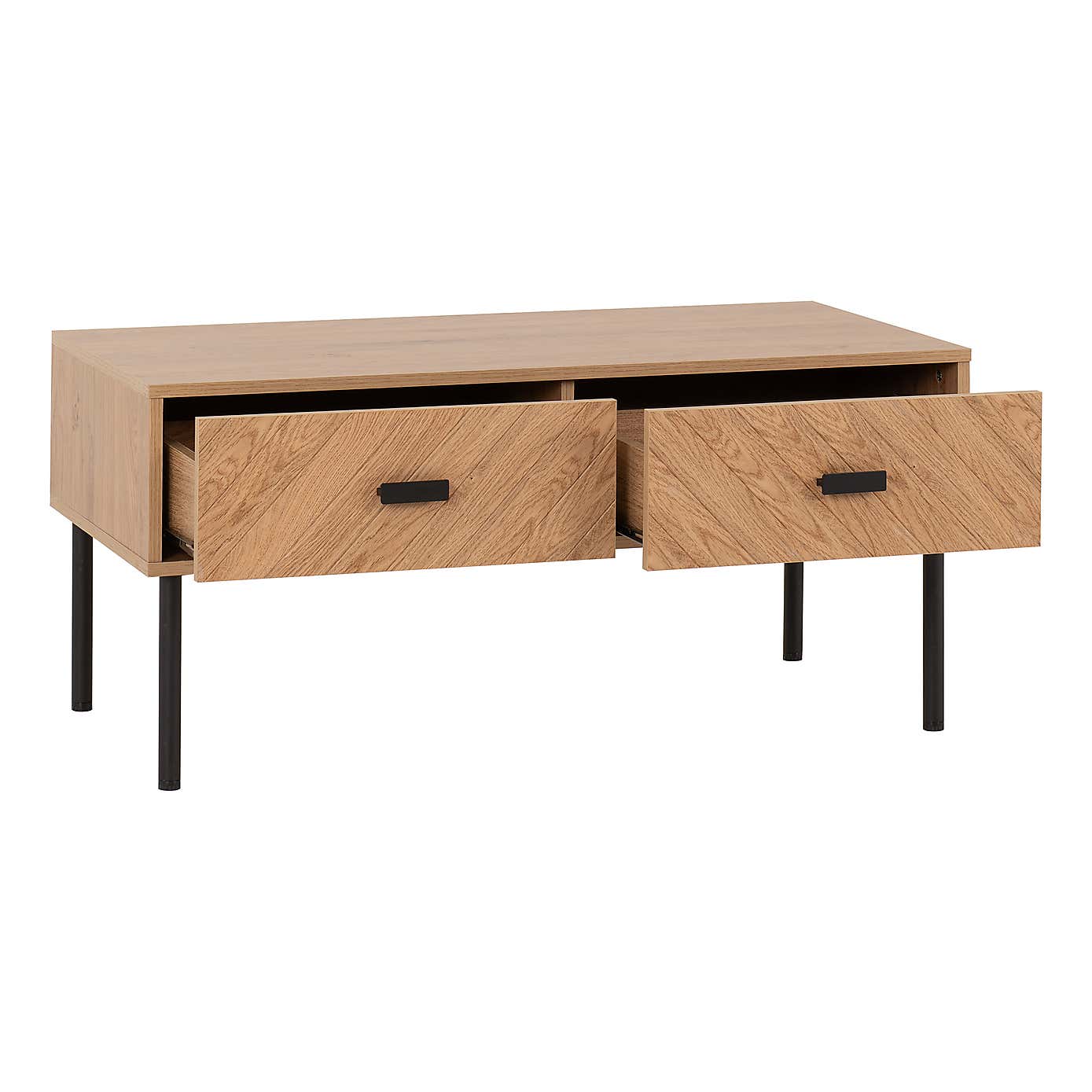 Leon 2 Drawer Coffee Table, Oak Effect