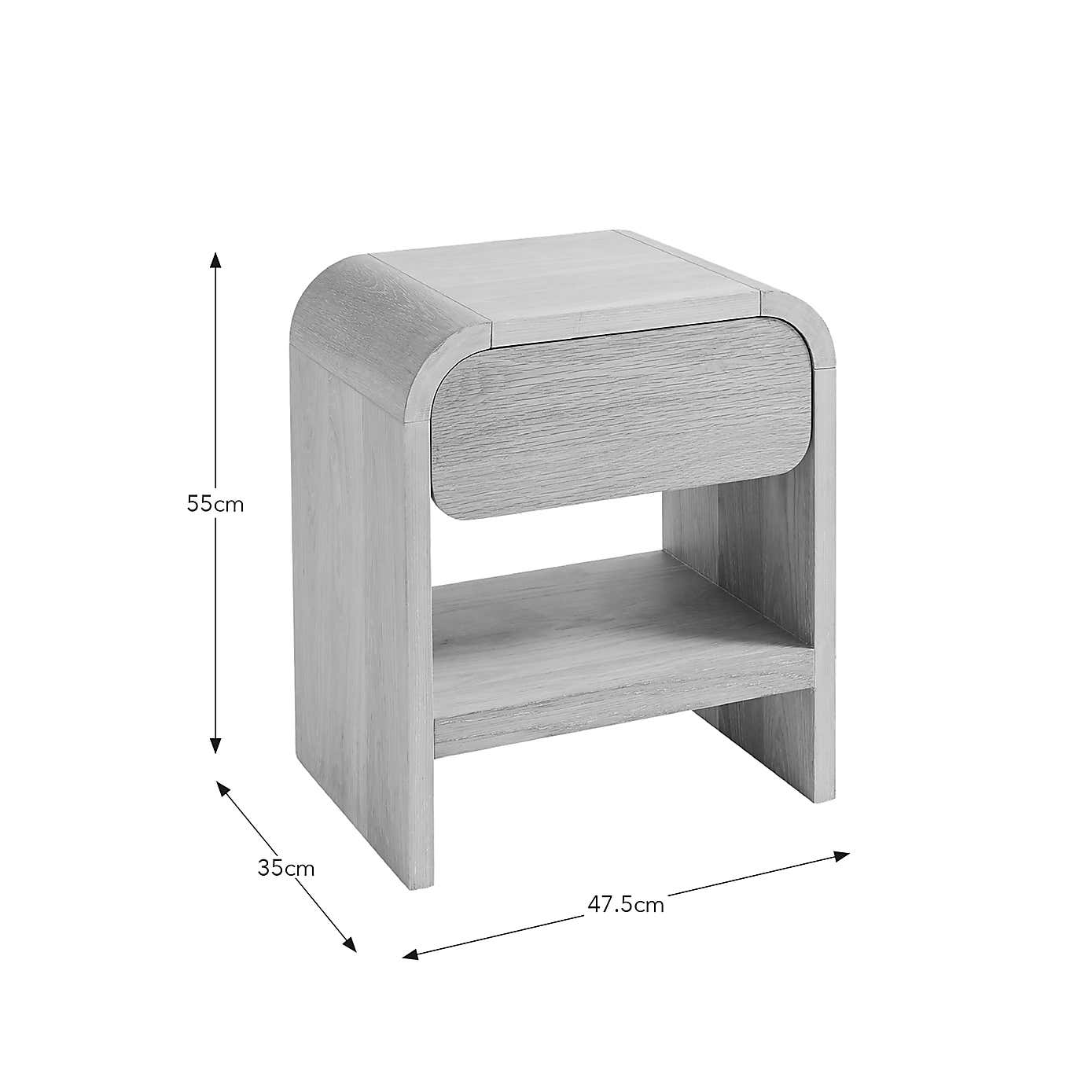 Bennett 1 Drawer Bedside Table, Light Oak