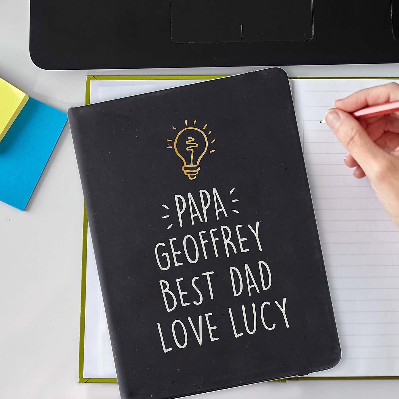 Personalised Light Bulb Hardback Notebook