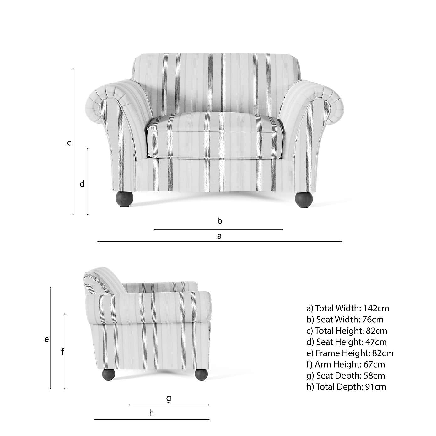 Angus Striped Linen Snuggle Chair