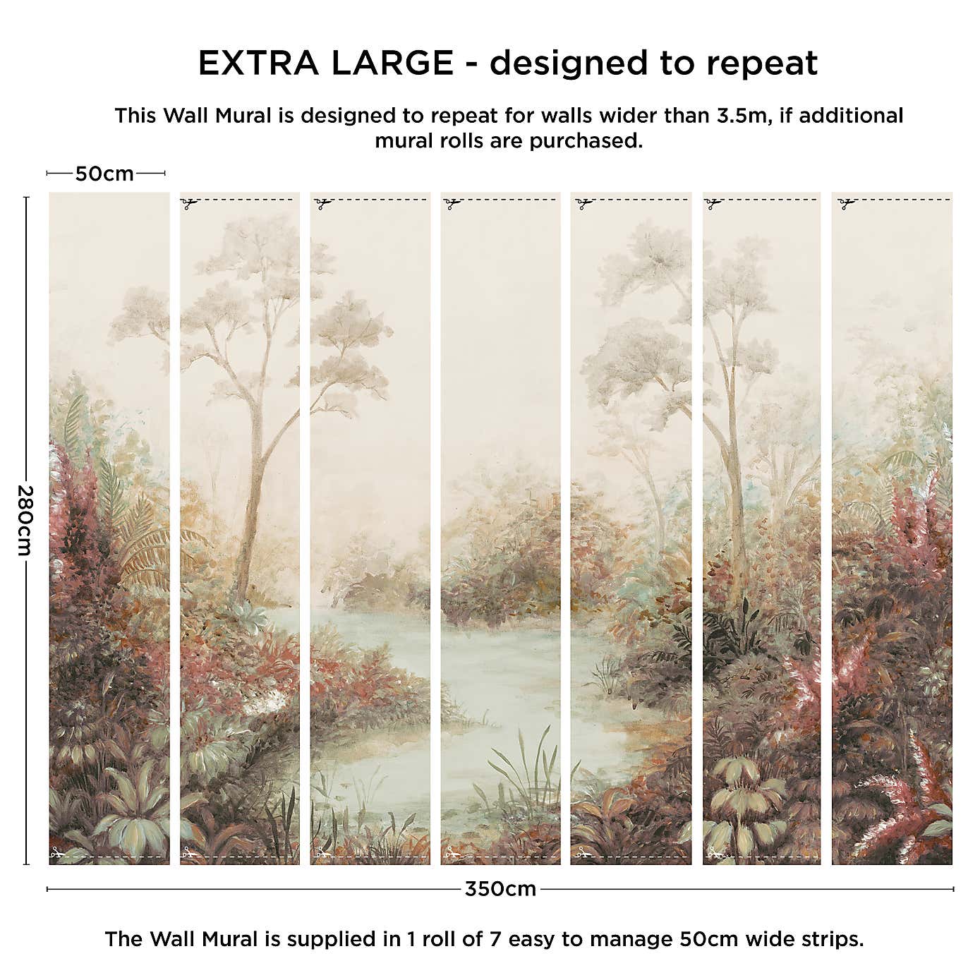 Cranberry and Laine Tranquil Floral Wall Mural