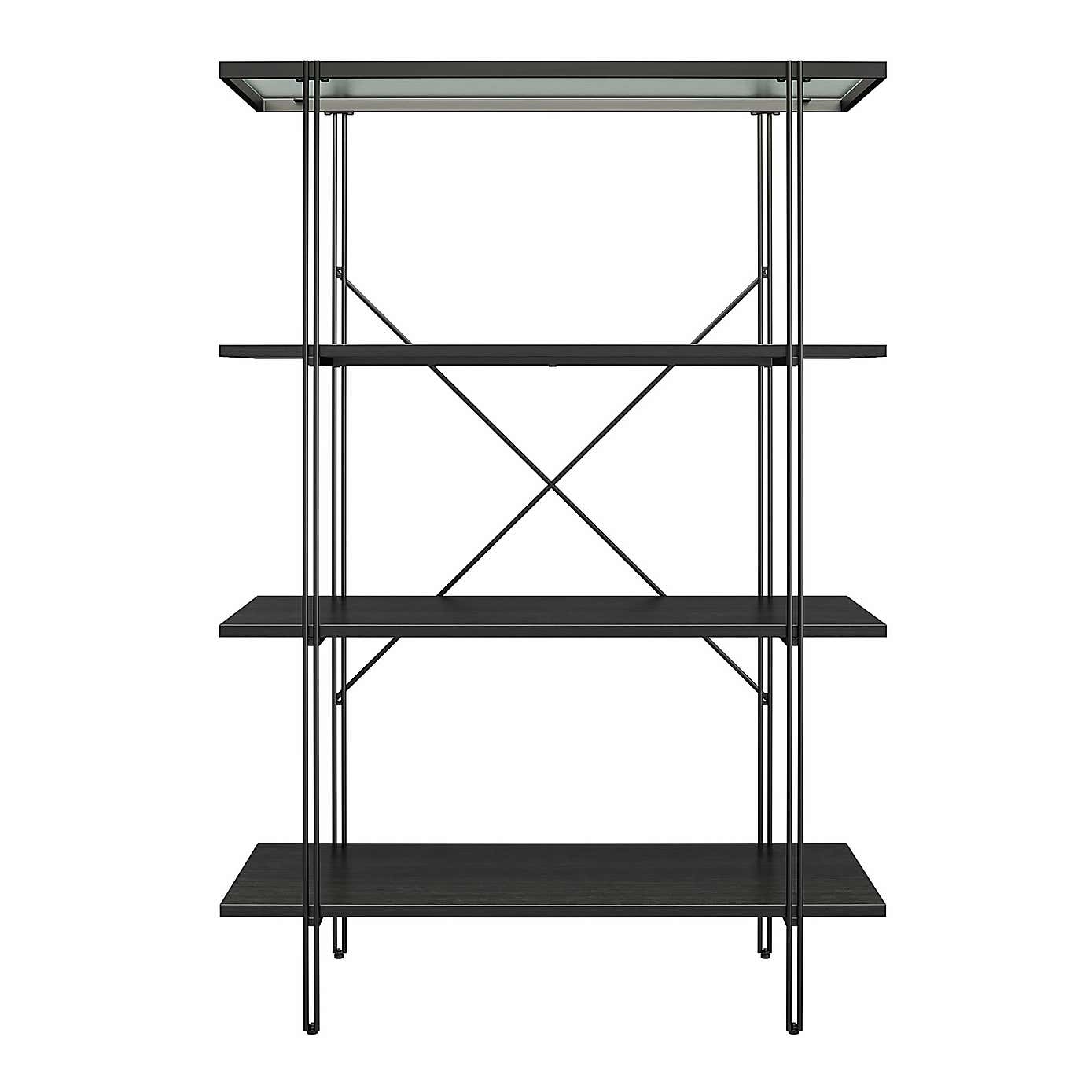 Wainwright 4 Shelf Bookcase, Black Oak