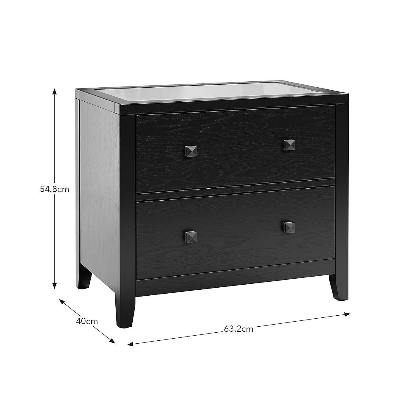 Malone Wide 2 Drawer Bedside Table, Natural