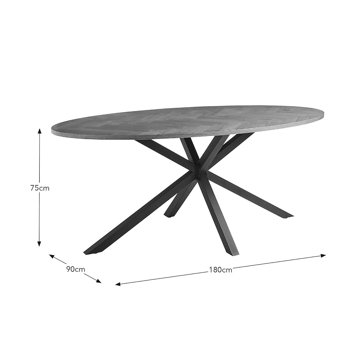 Xavi 6 Seater Oval Parquet Dining Table, Oak