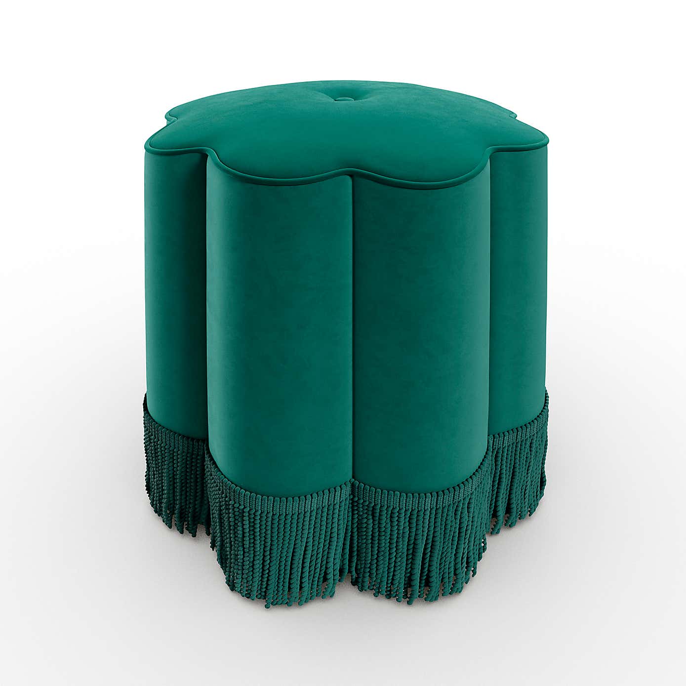 Flower Tassel Velvet Footstool