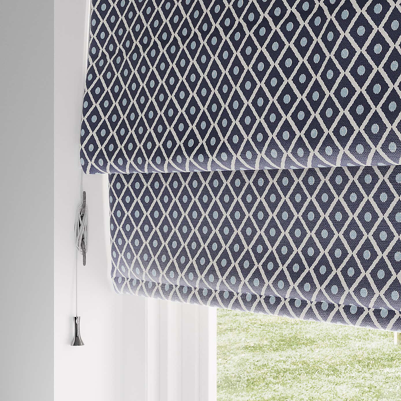 Diamond Spot Navy Blackout Roman Blind