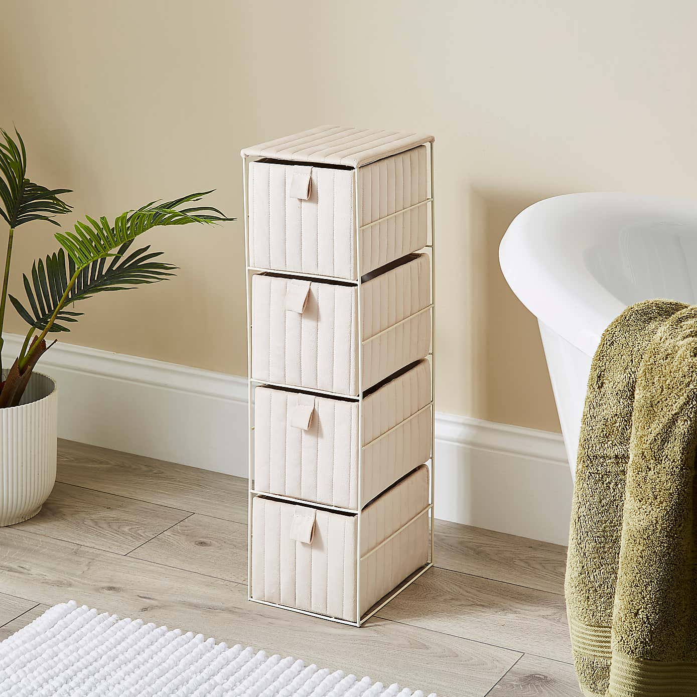 Modern Luxe Ribbed 4 Drawer Storage Tower