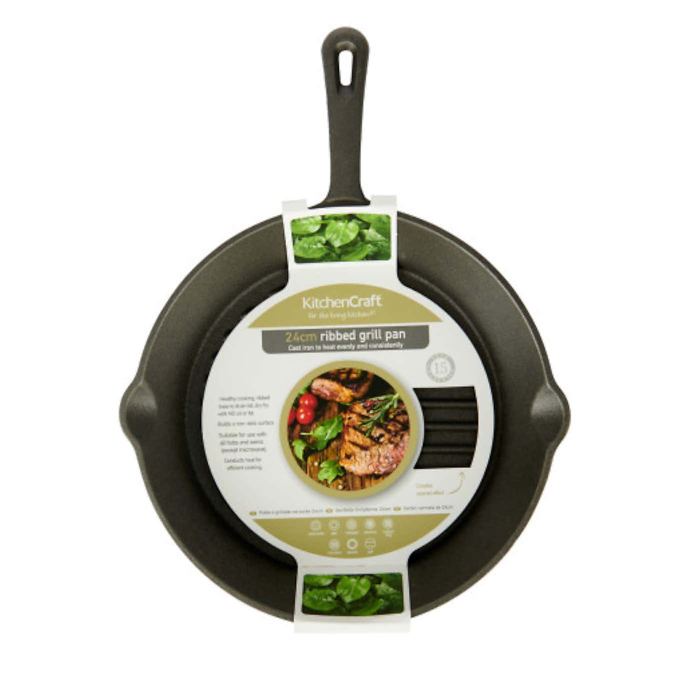KitchenCraft Induction-Safe Round Cast Iron Skillet Pan