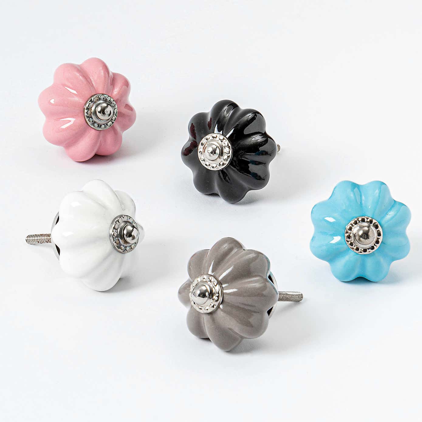 Pack of 6 Nicola Spring Flower Shaped Drawer Knobs
