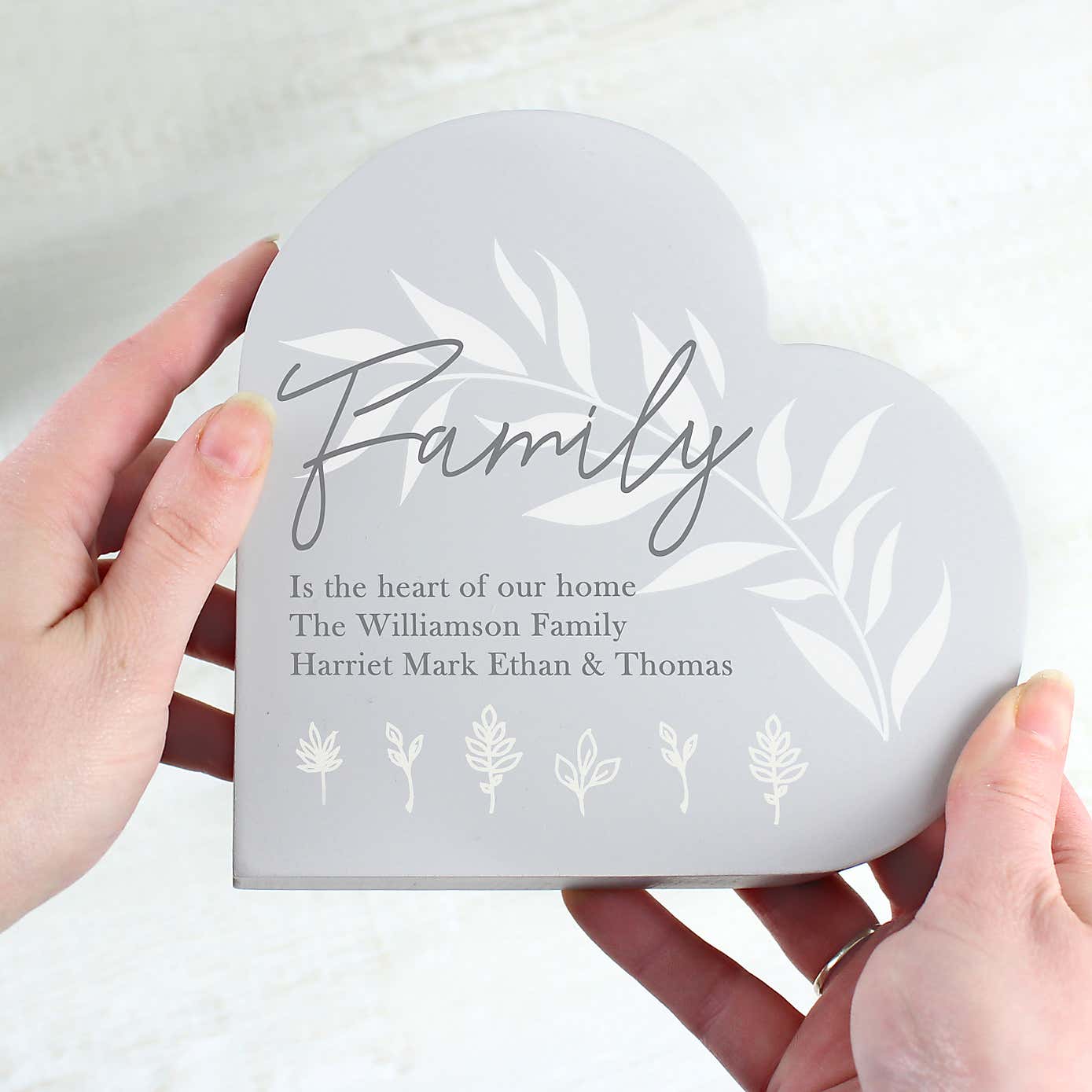 Personalised Leaf Decor Free Standing Heart Ornament