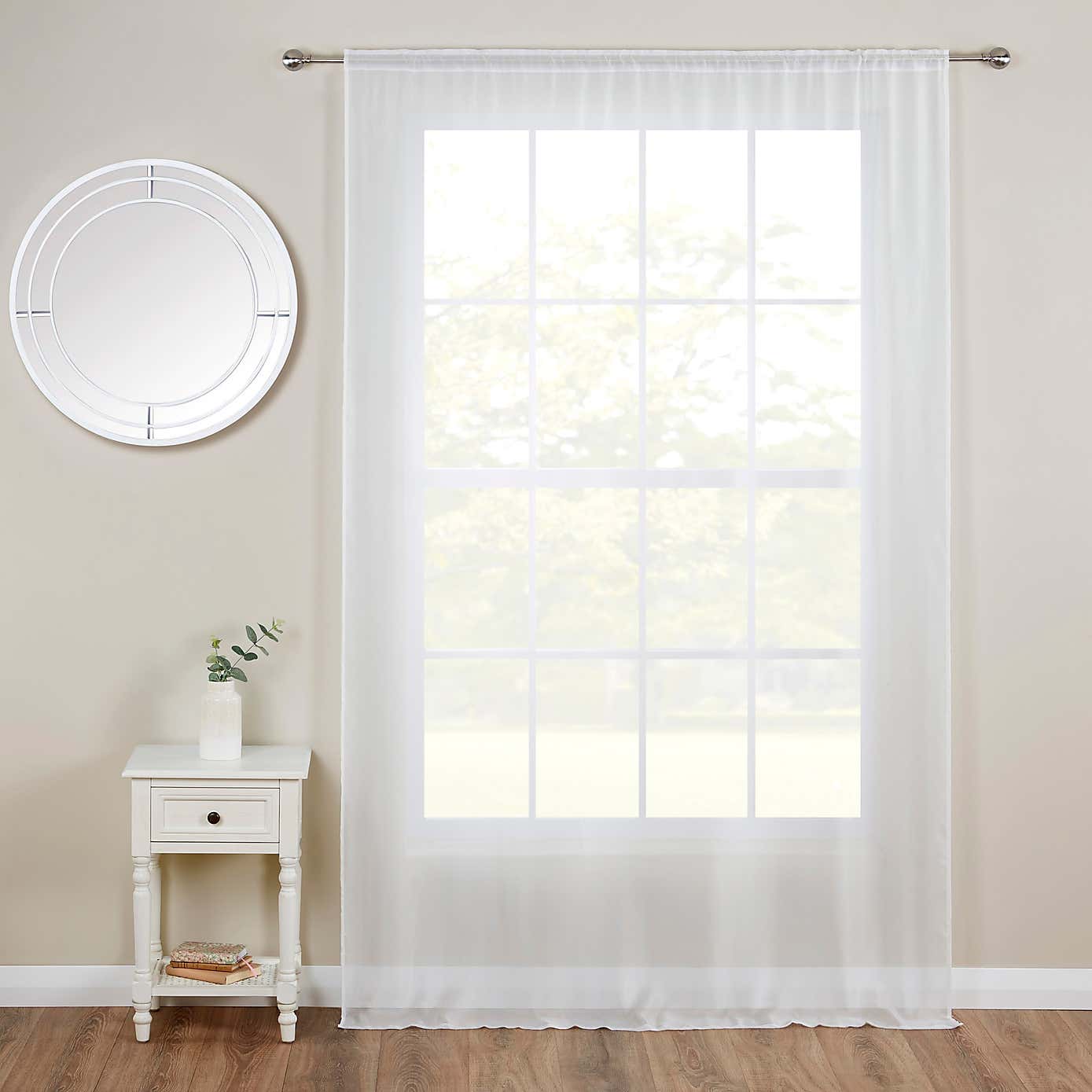 Faux Silk Slot Top Voile Panel