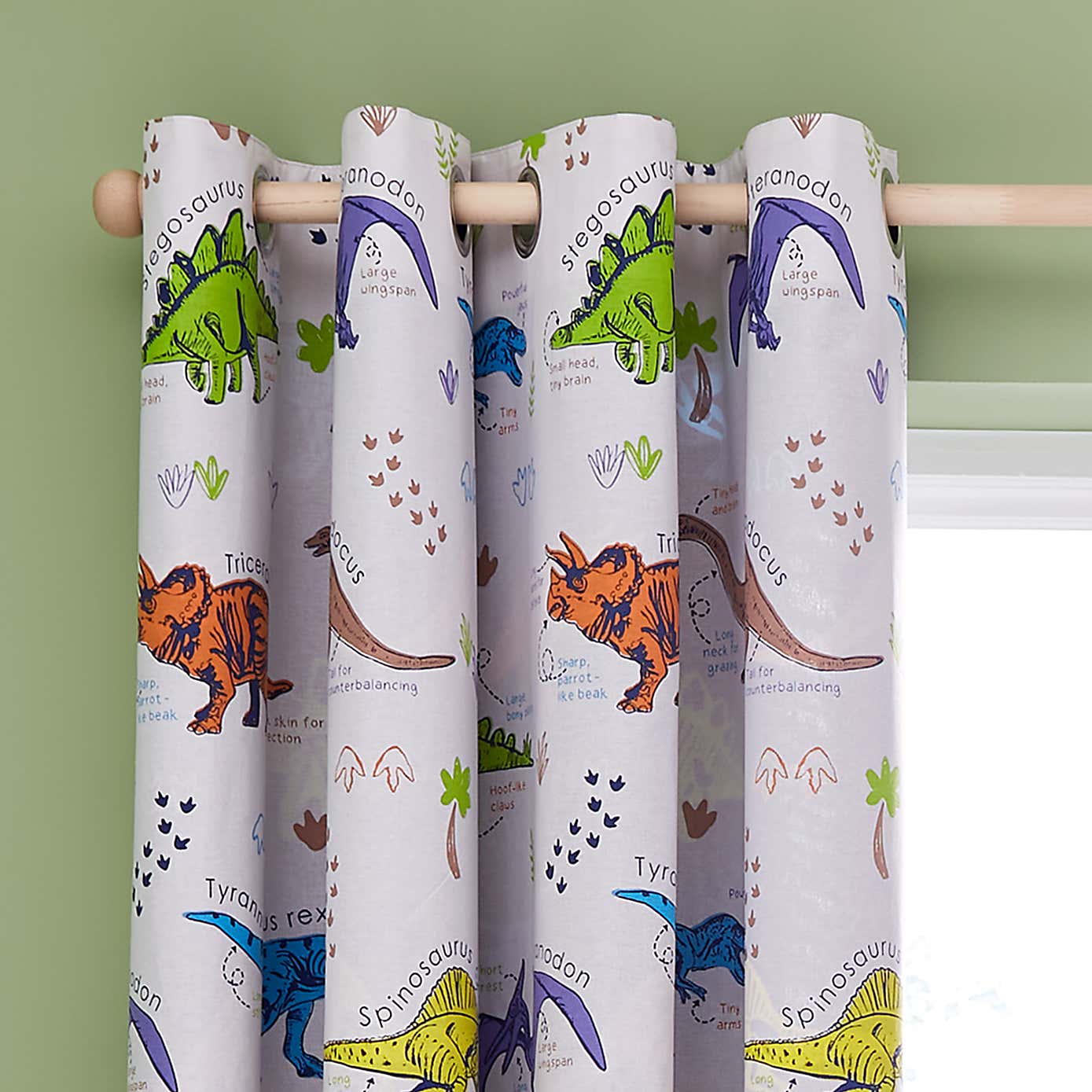 Catherine Lansfield Prehistoric Dinosaurs Blackout Eyelet Curtains