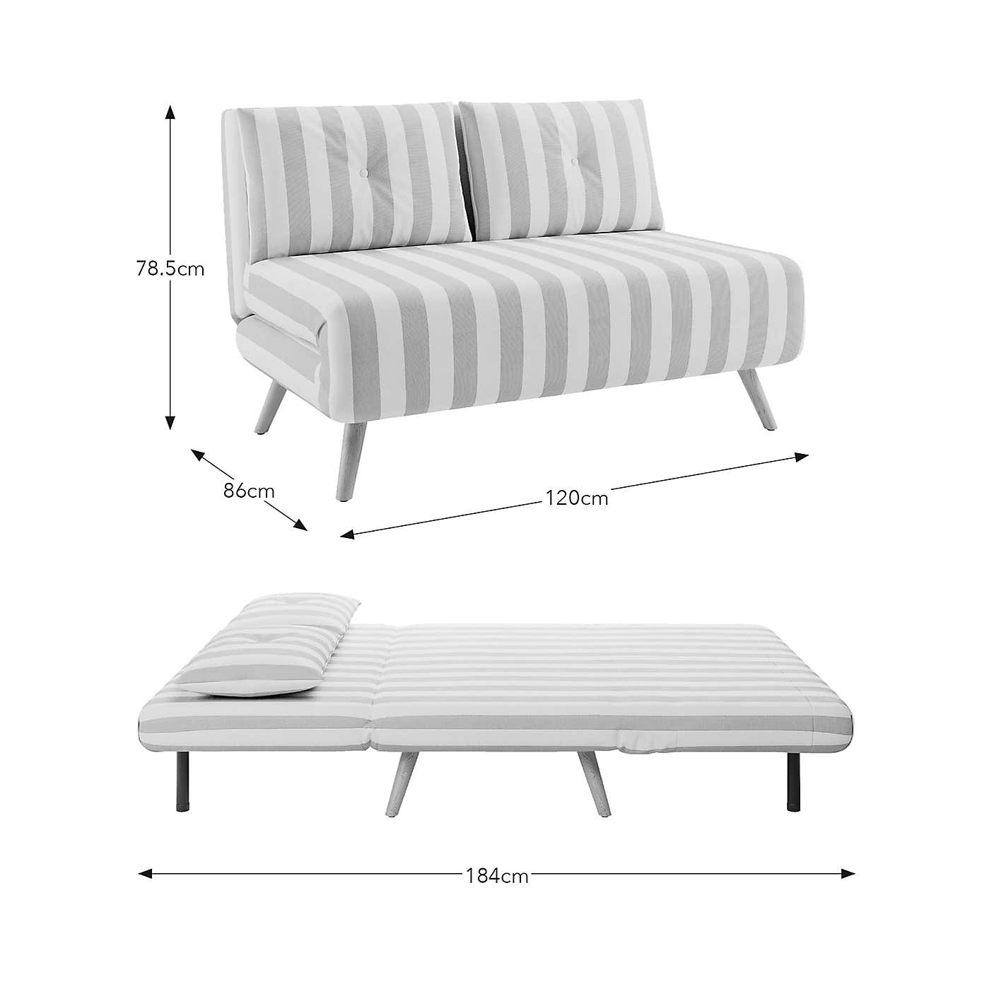 Phoebe Woven Stripe Small Double Sofa Bed