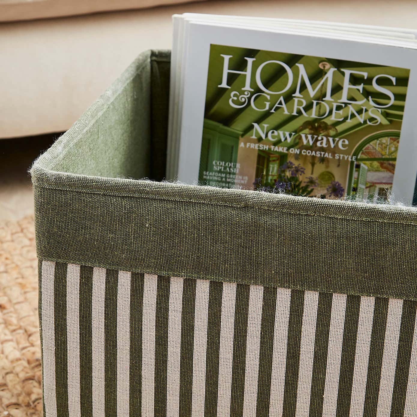 Set of 2 Striped Foldable Storage Boxes