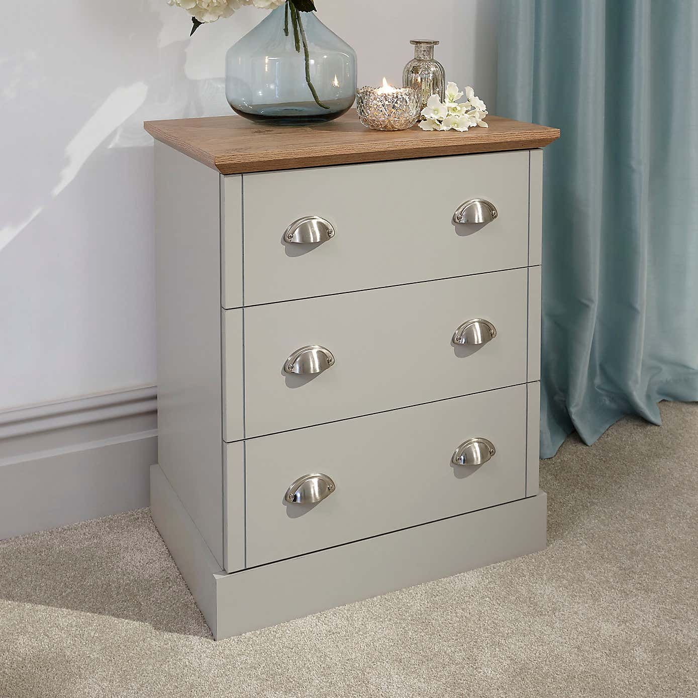 Kendal 3 Drawer Chest, Grey