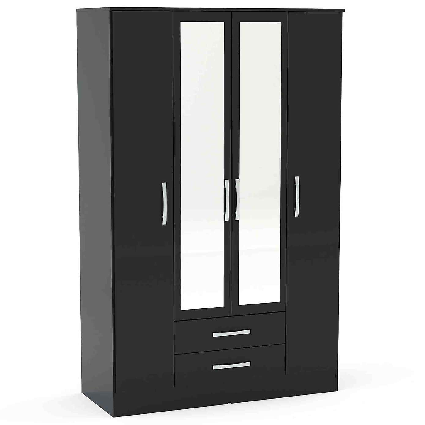 Lynx Grey 4 Door Mirrored Wardrobe