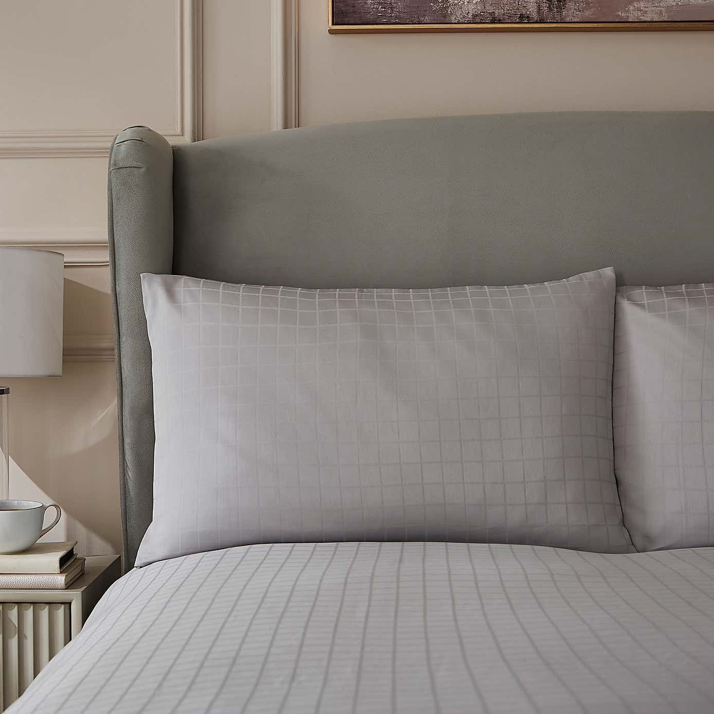 Hotel 200 Thread Count Check Duvet Cover & Pillowcase Set