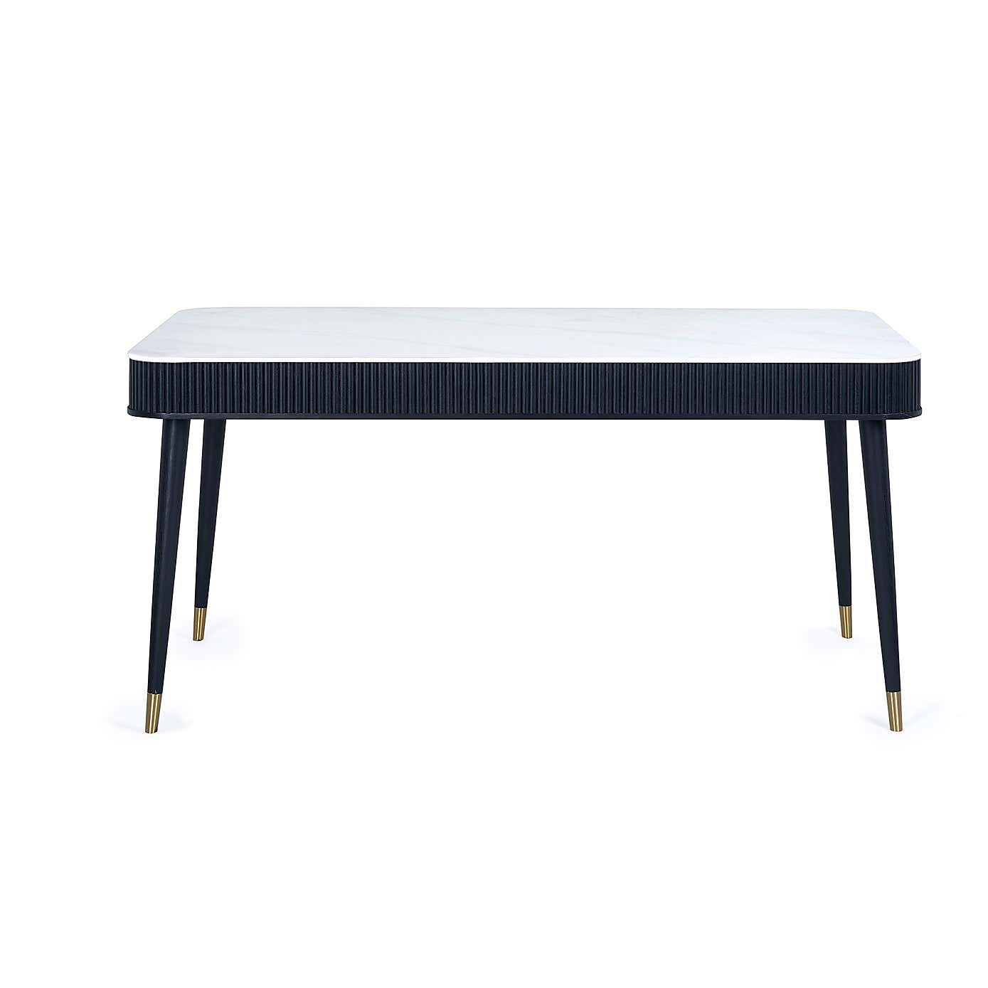 Louis Black Fluted Stone Dining Table