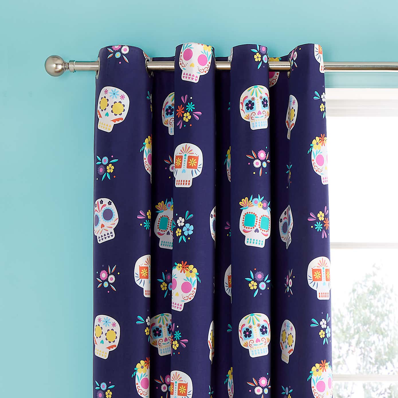 Catherine Lansfield Sugar Skull Fiesta Eyelet Curtains