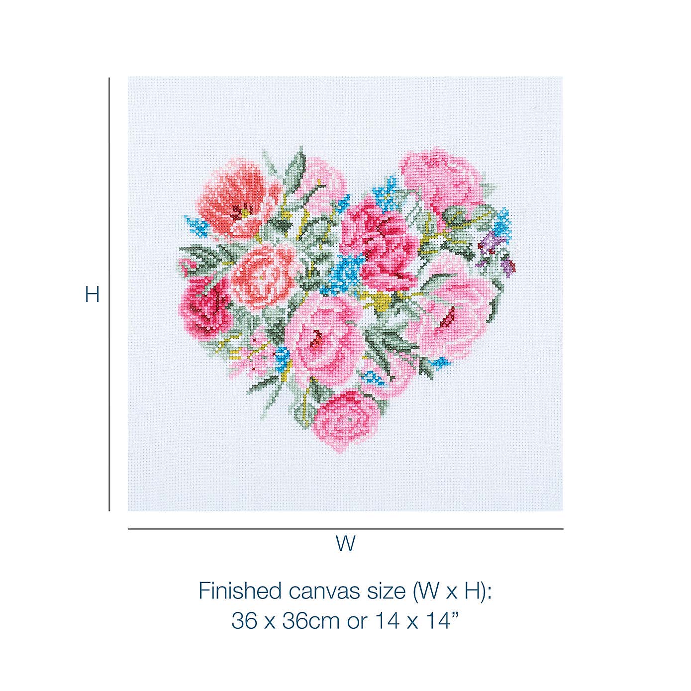 Cross Stitch Large Floral Heart