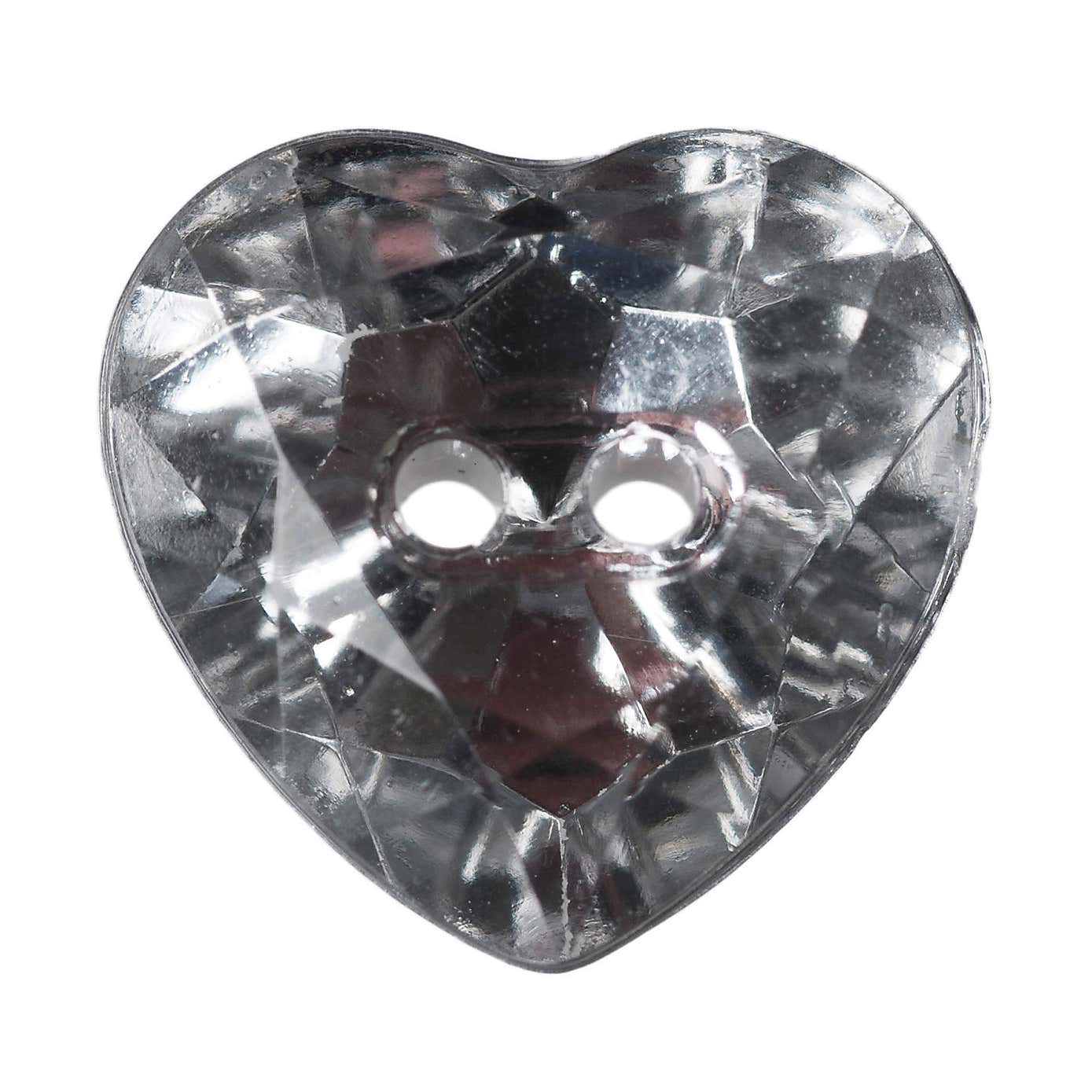 Heart Shaped Crystal Buttons 12mm Pack of 5
