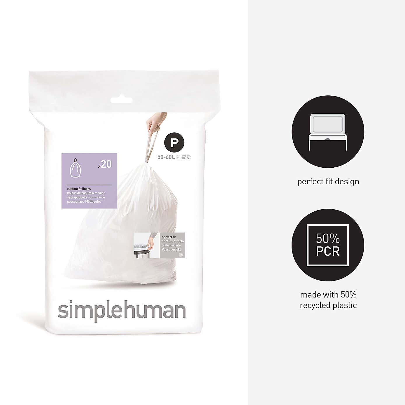 simplehuman P 50-60 Litre Bin Liners