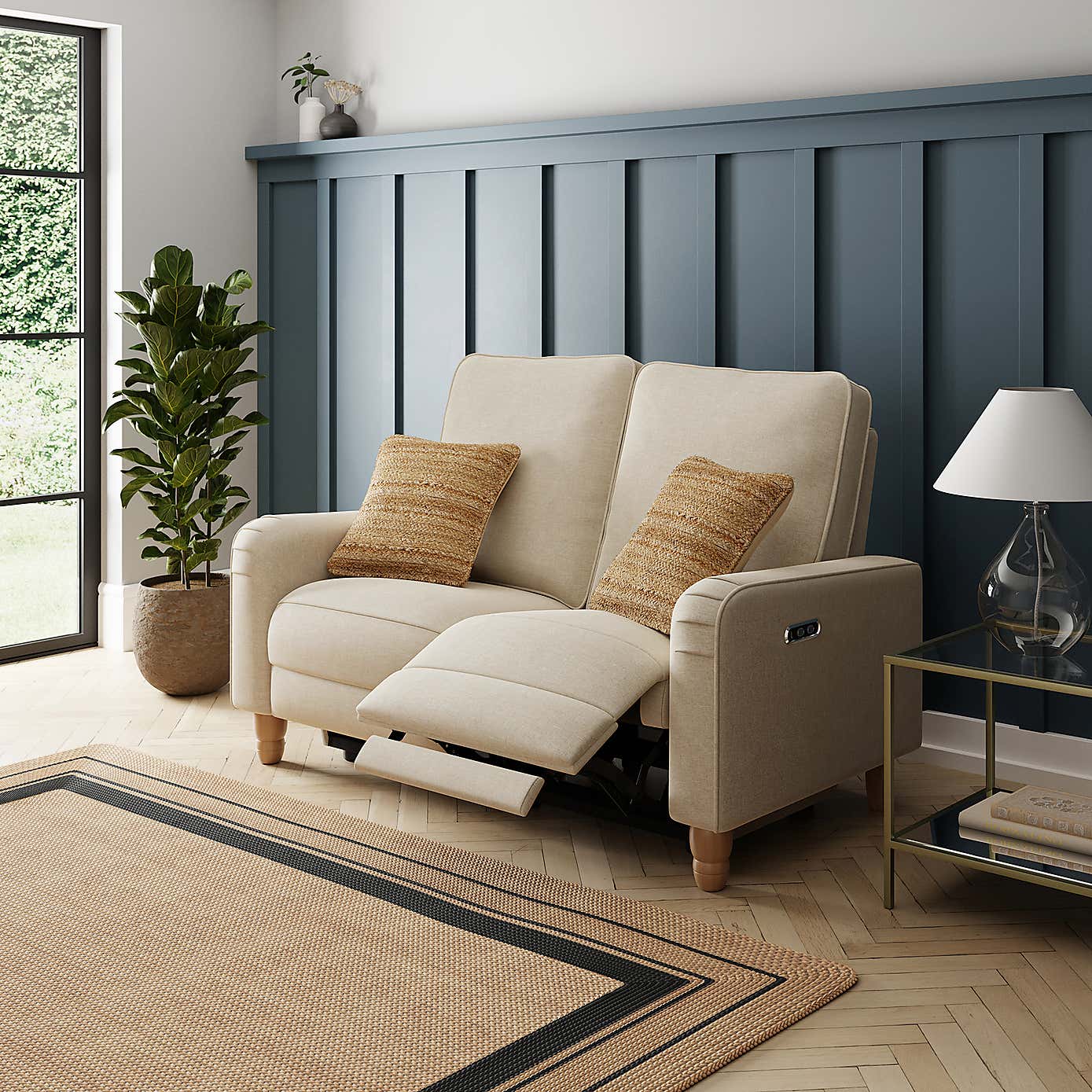 Beatrice Luna Fabric Natural Power Recliner Armchair