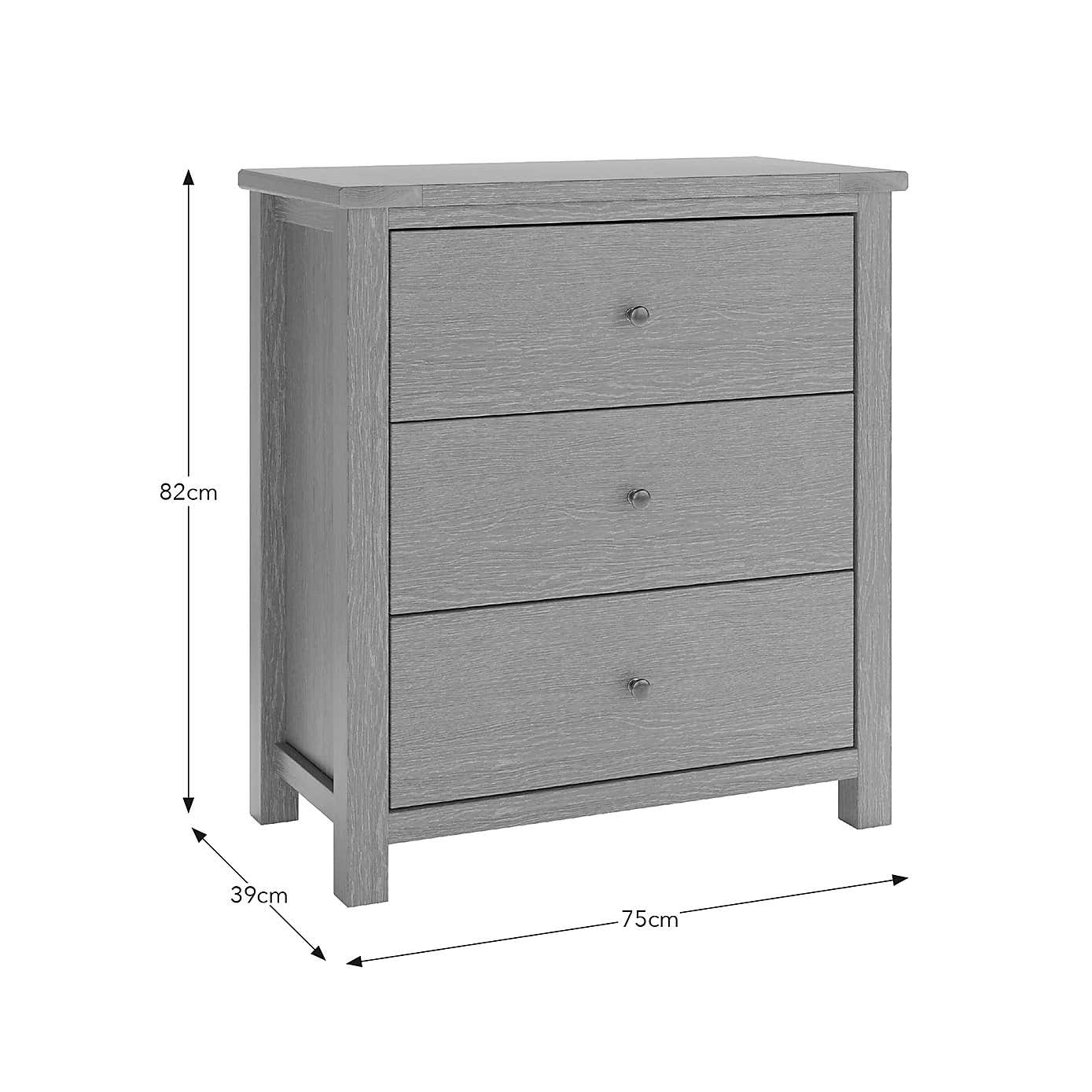 Olney 3 Drawer Chest Stone
