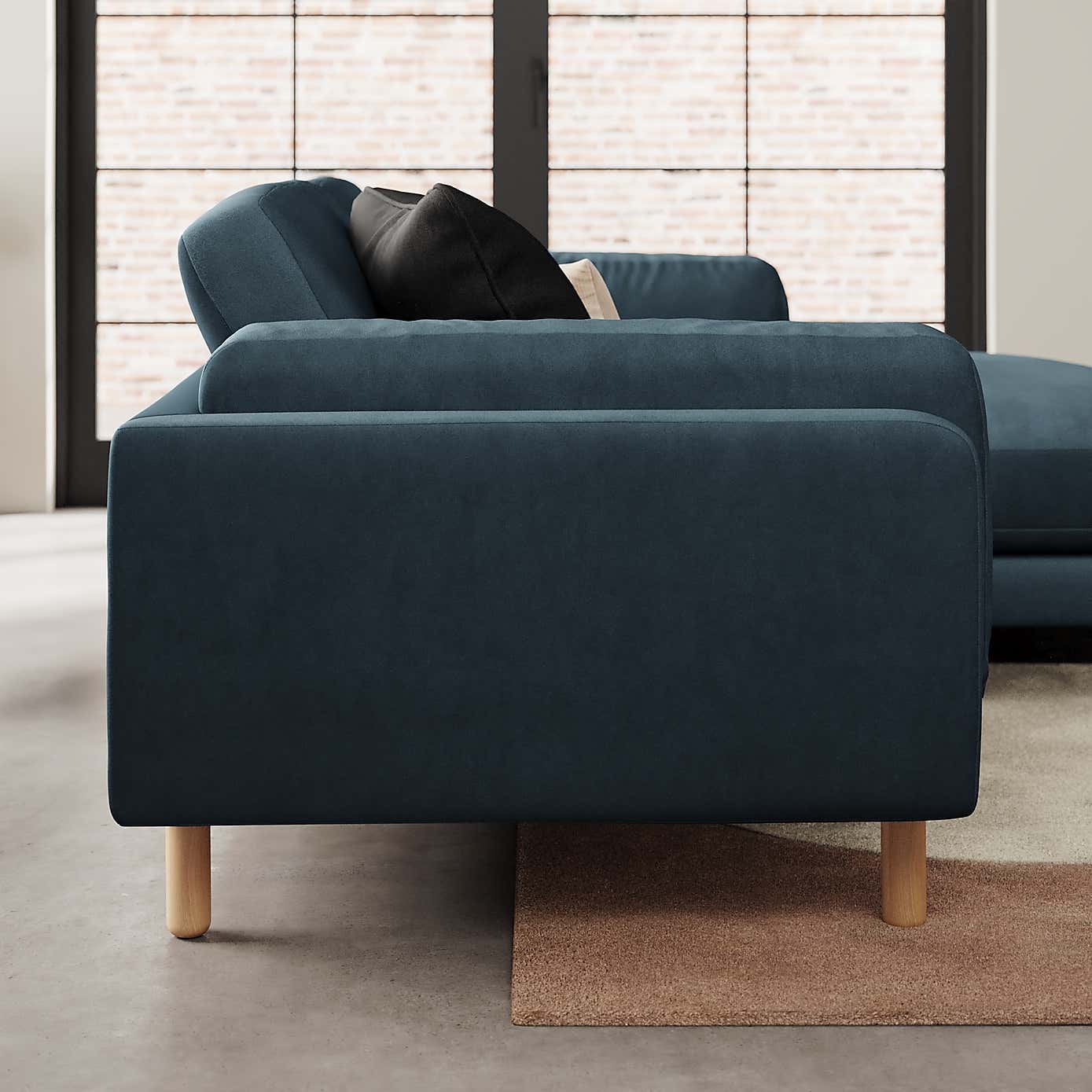 Newton Matte Plush Velvet Corner Chaise Sofa