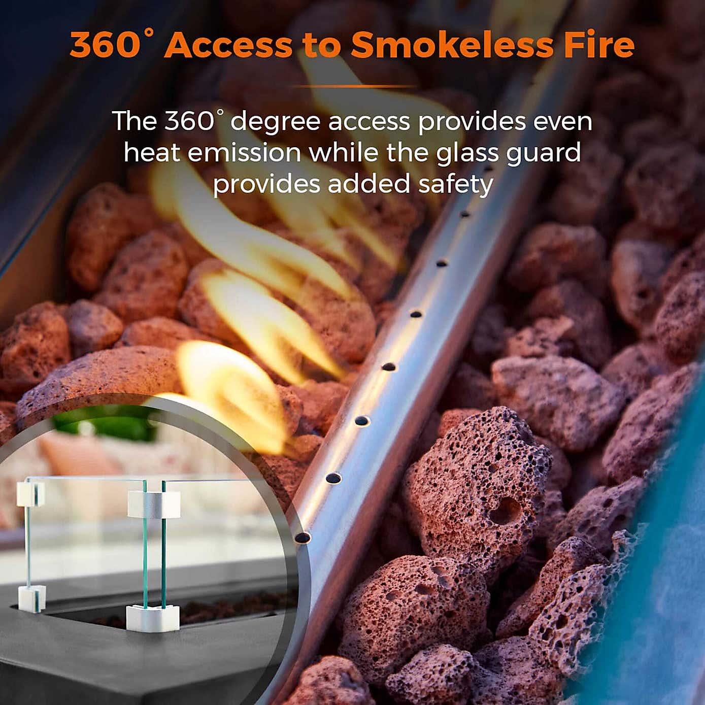 Tower Magna H60cm Rectangular Gas Fire Pit, Grey