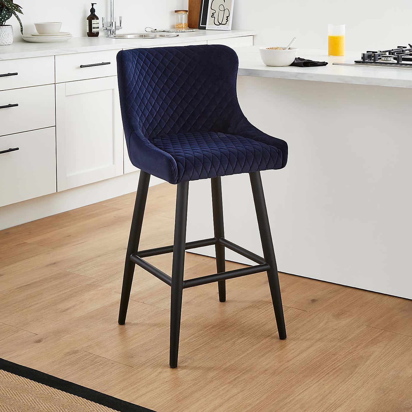 Montreal Bar Stool Charcoal Velvet