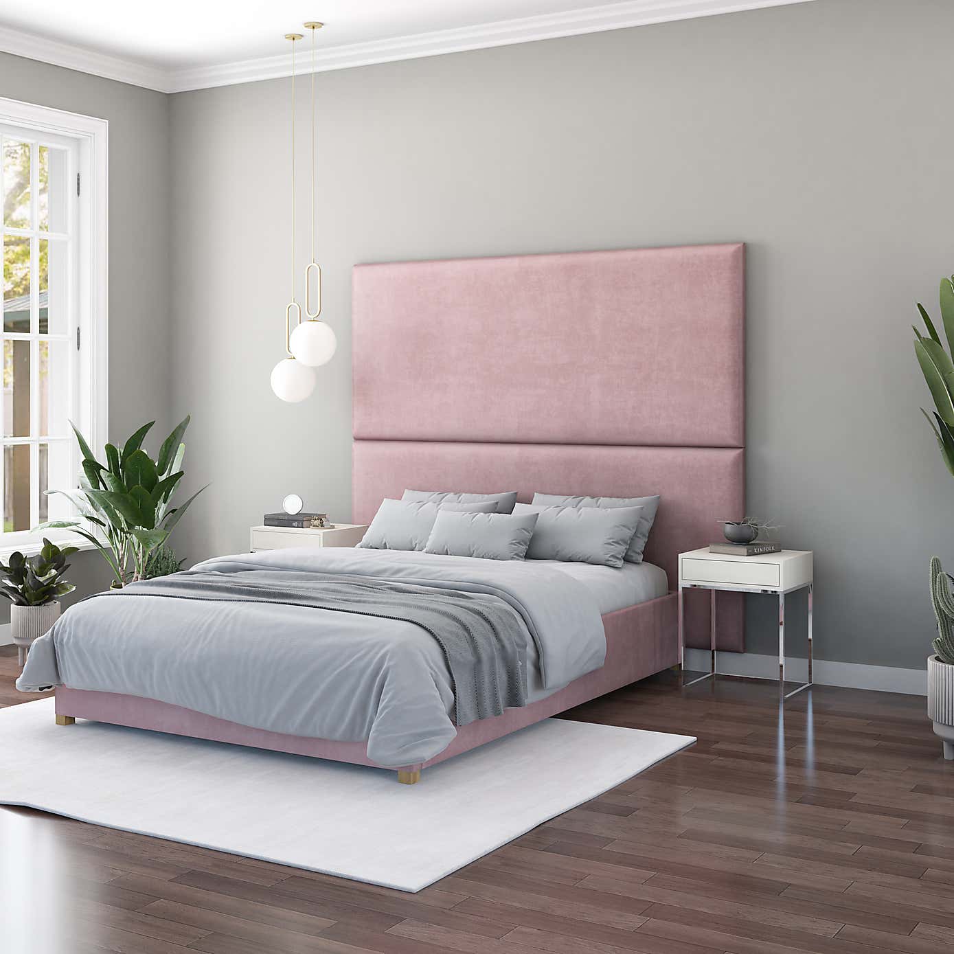 Hanging Wall Panel Dual Mount Plush Velvet Headboard