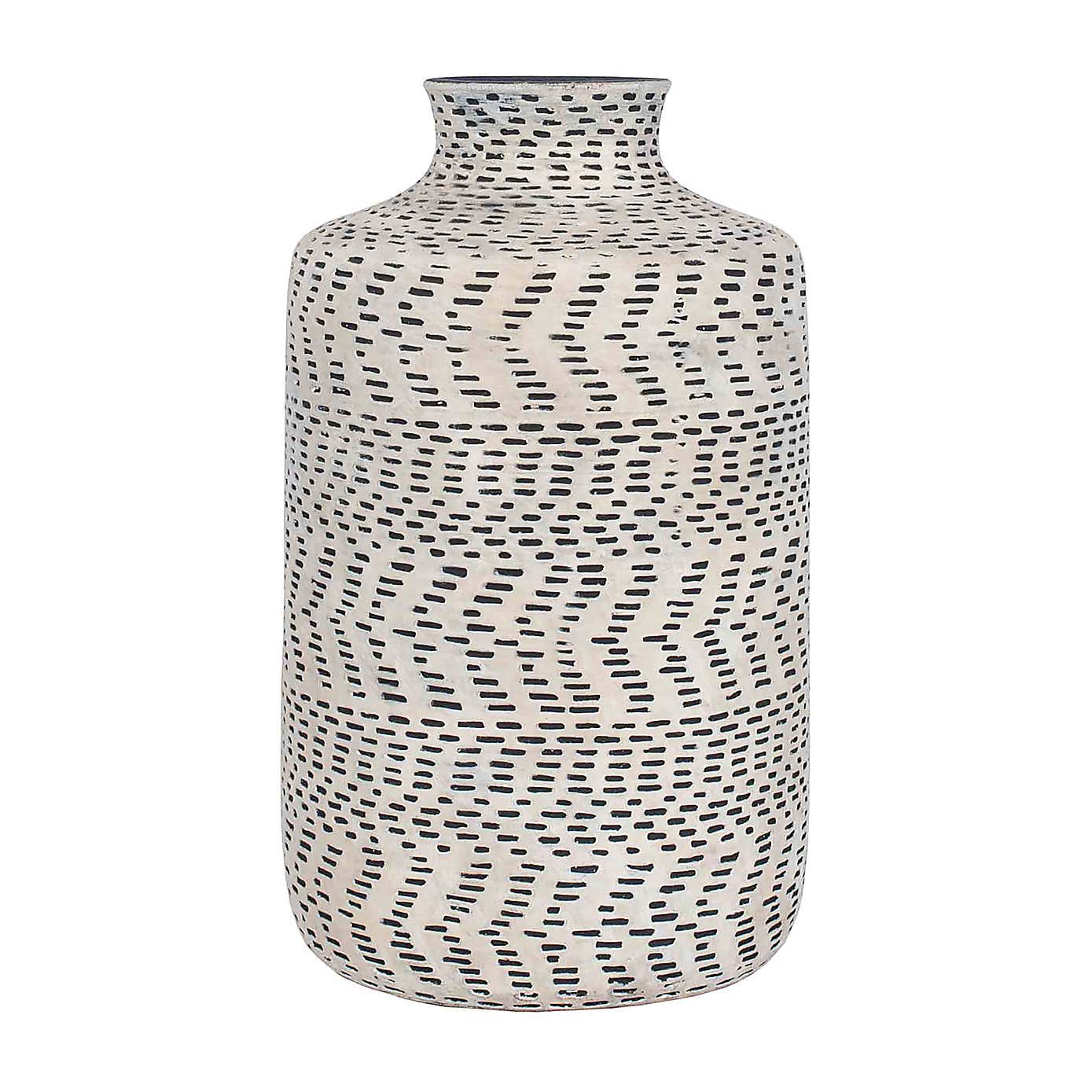 Atouk Textured Stoneware Vase, Black