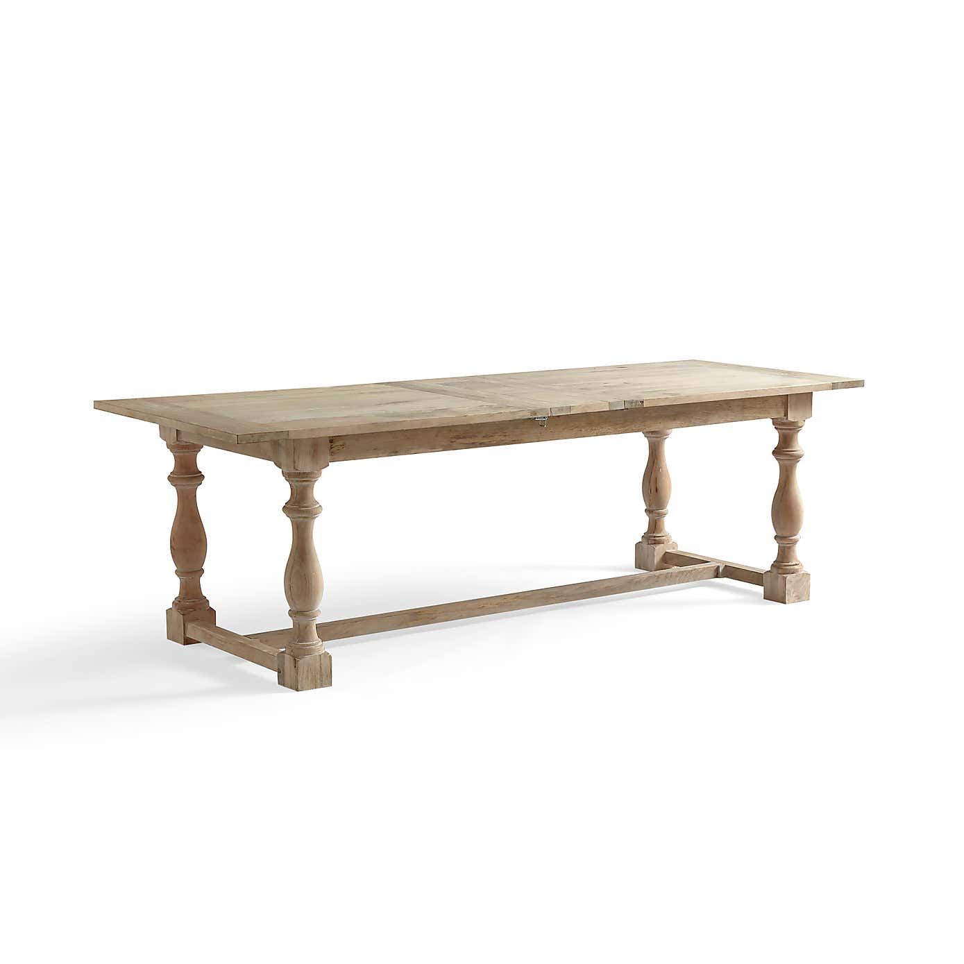Bridget 8 Seater Rectangular Extendable Dining Table, Whitewash Mango Wood