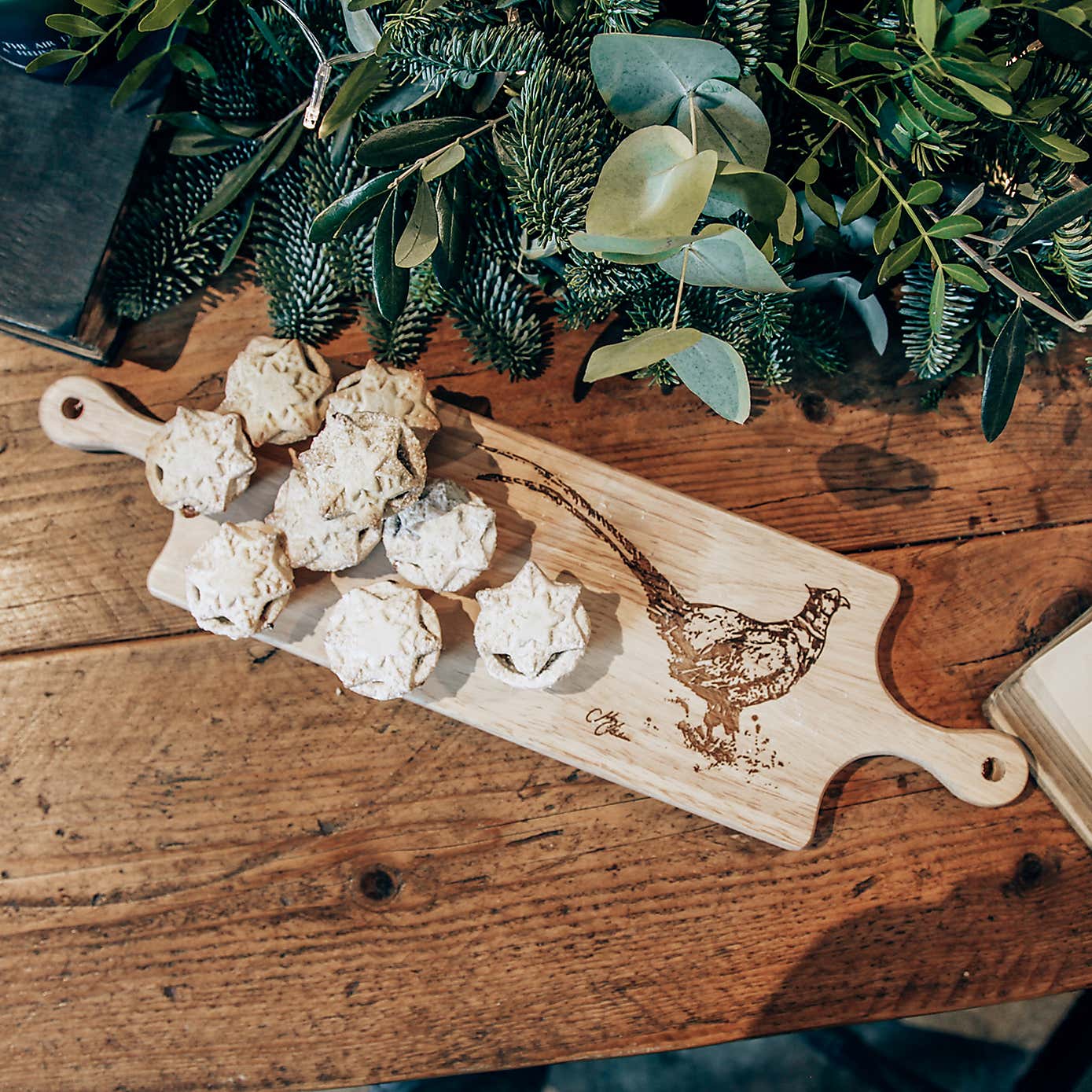 Meg Hawkins Pheasant Wood and Ceramic Serving Board