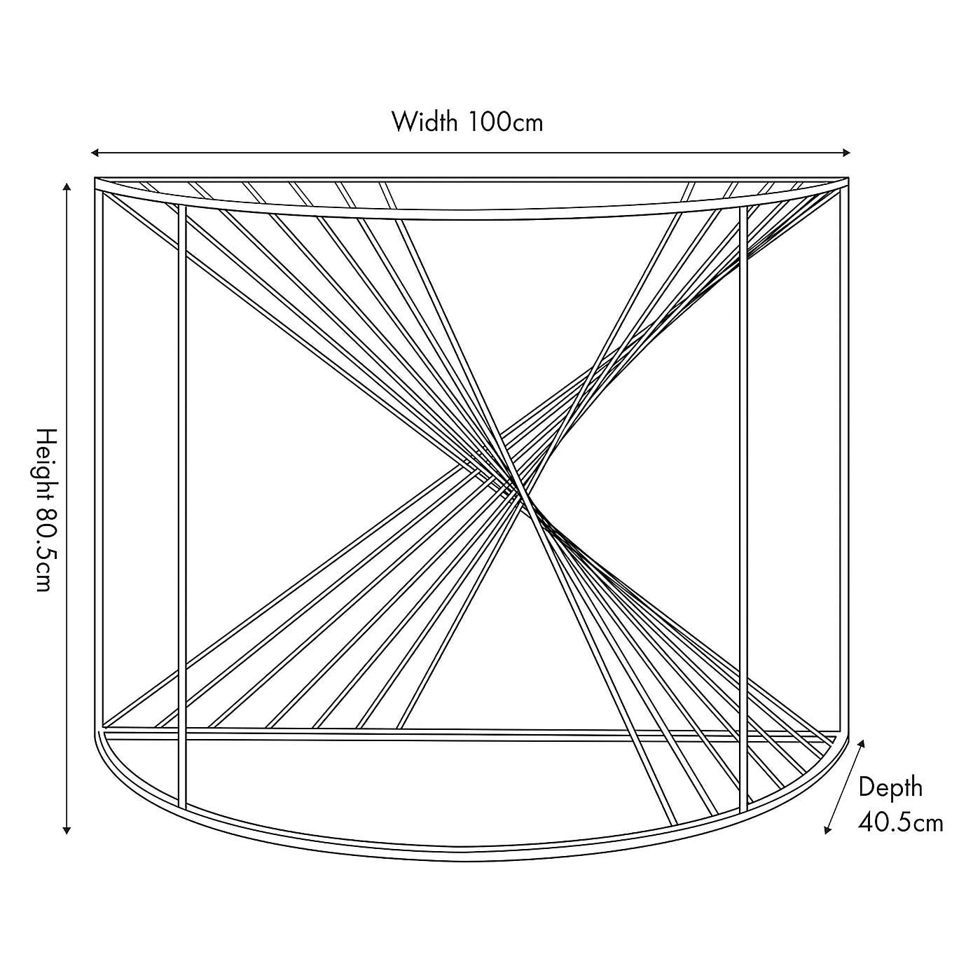 Liberty Glass and Gold Half Moon Console Table