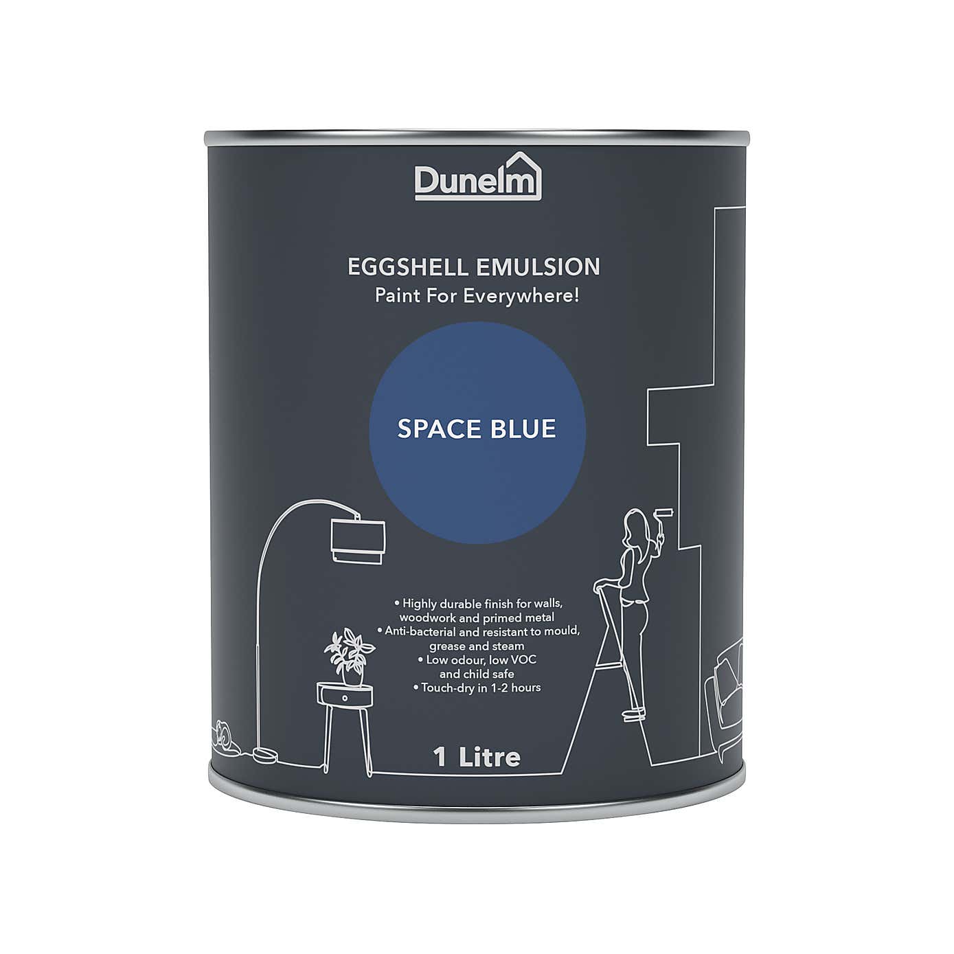 Dunelm Space Blue Eggshell Emulsion Paint
