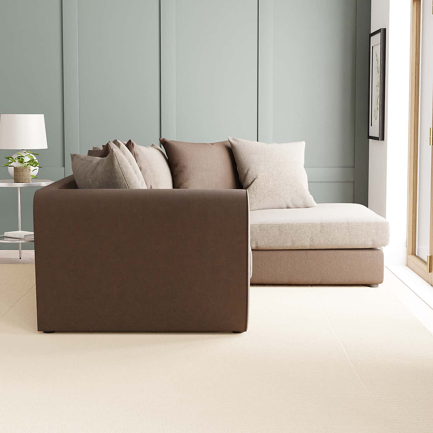 Blake Soft Faux Leather Combo Corner Sofa