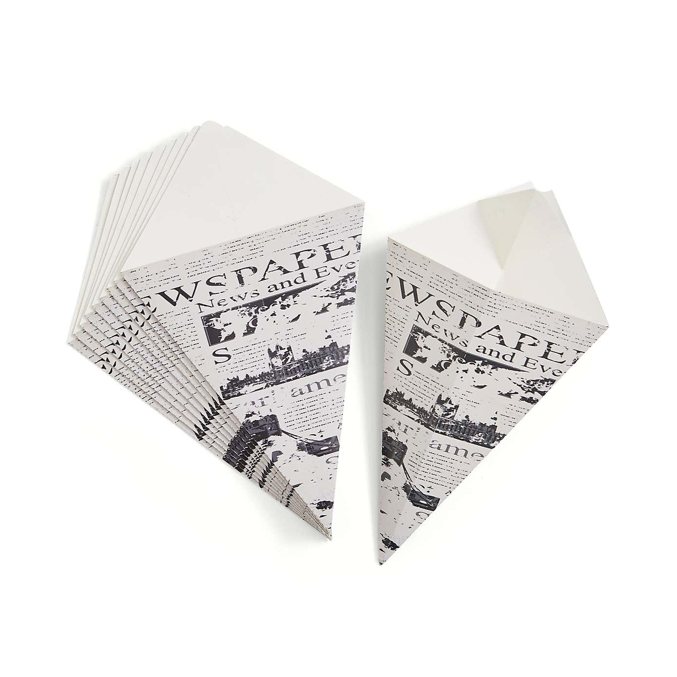 10 Paper Chip Cones with Sauce Holder