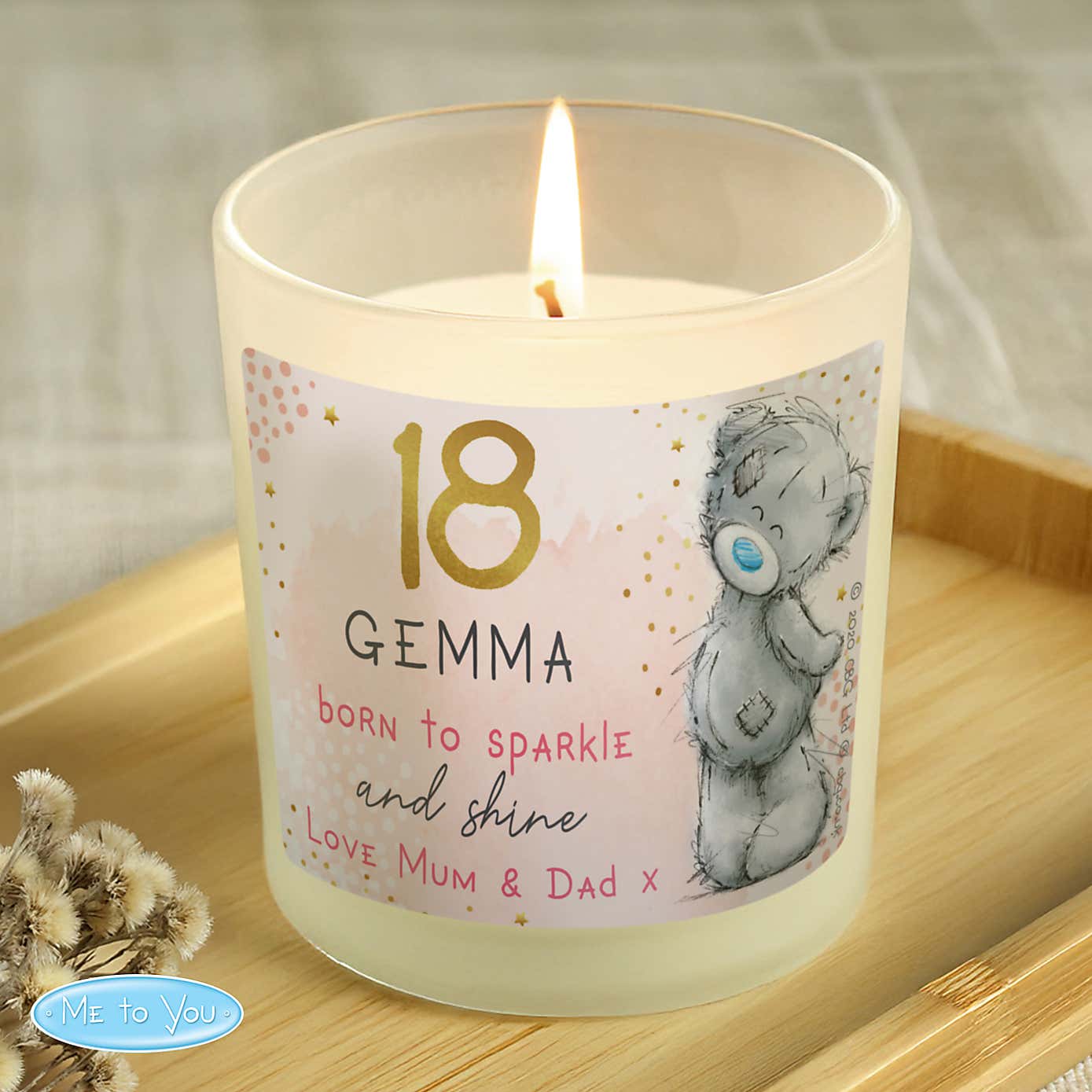 Personalised Me To You Sparkle and Shine Birthday Scented Jar Candle