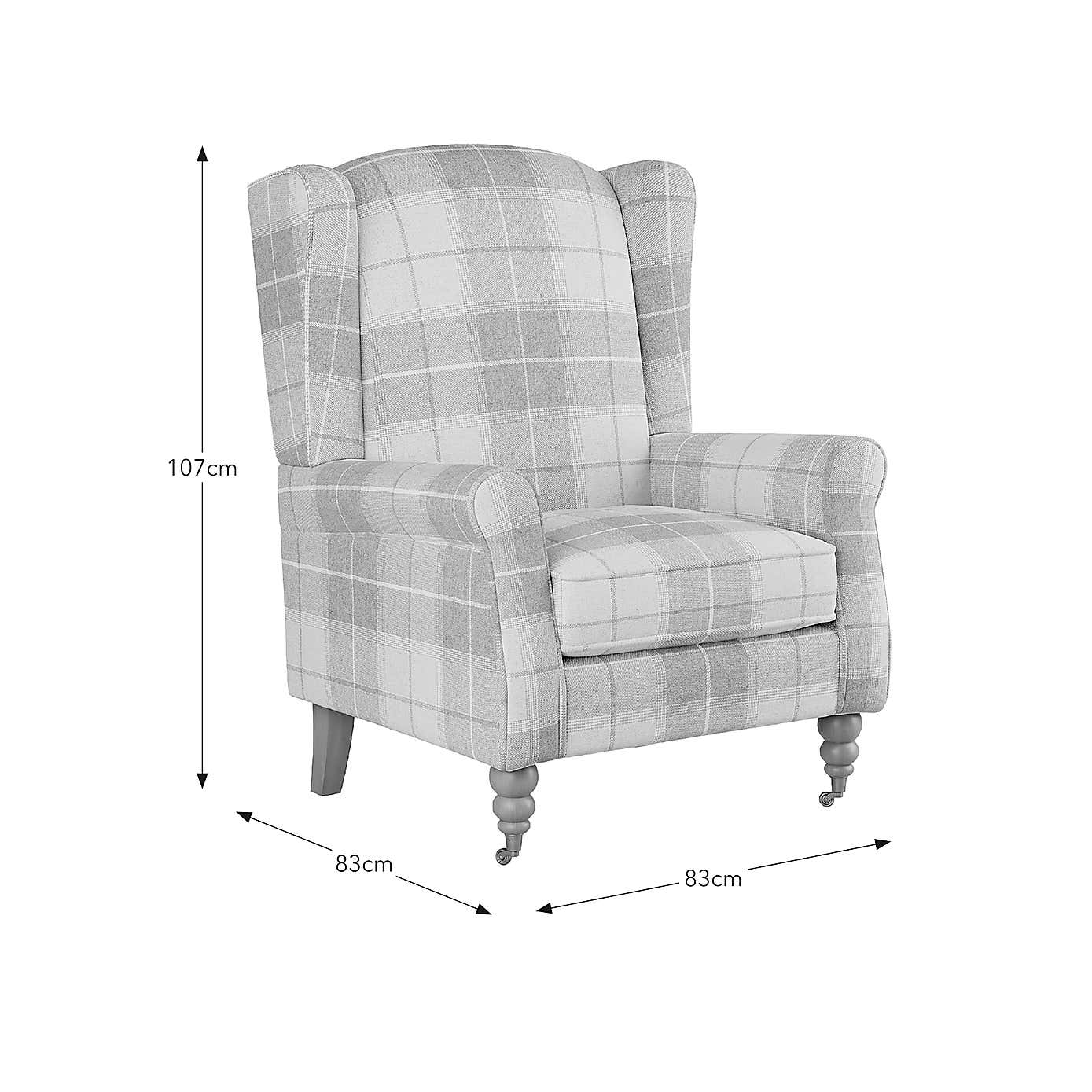 Oswald Grande Check Wingback Armchair