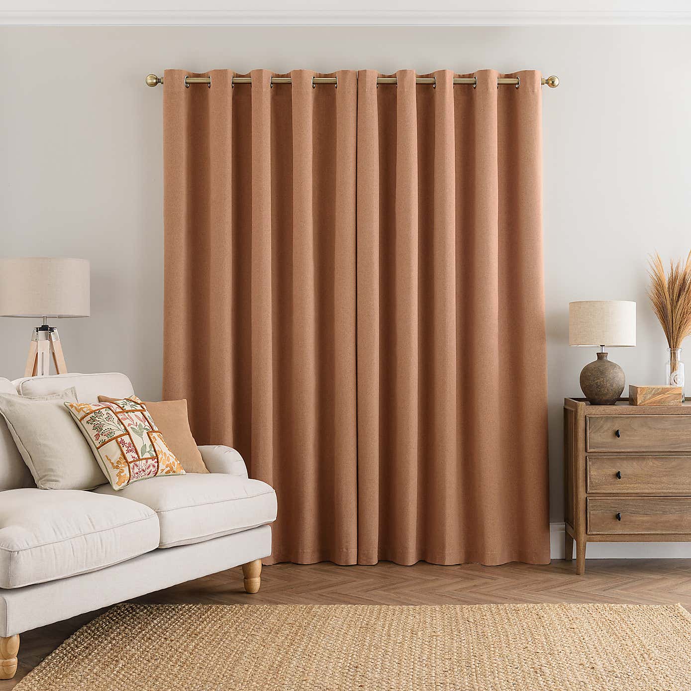 Luna Brushed Blackout Eyelet Curtains