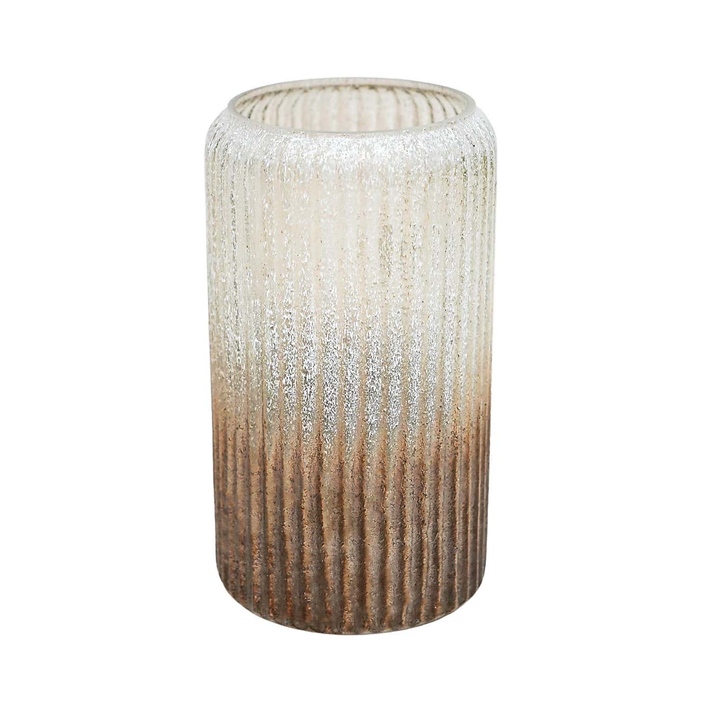 Verre Ribbed Tall Frosted Glass Vase