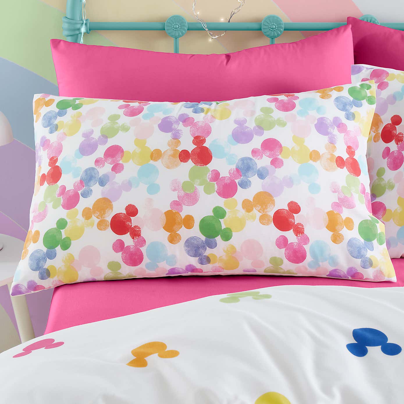 Mickey Rainbow Duvet Cover and Pillowcase Set