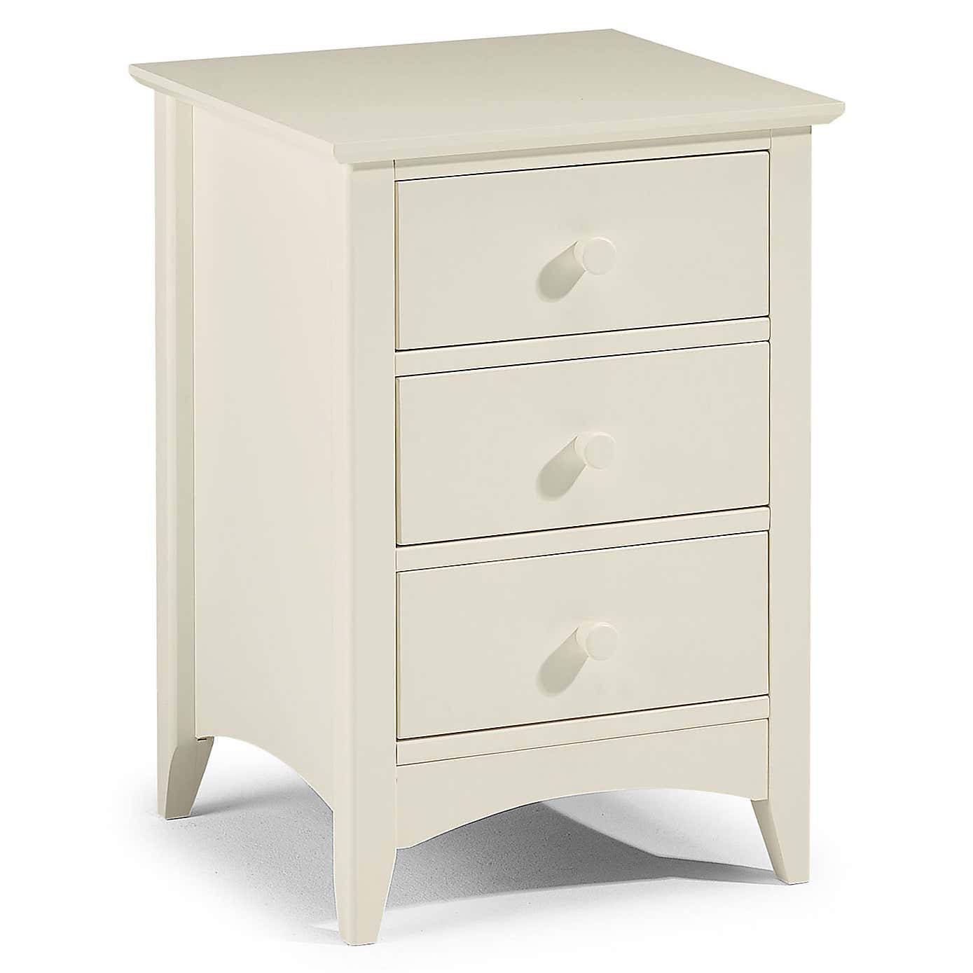 Cameo Stone White 3 Drawer Bedside Table
