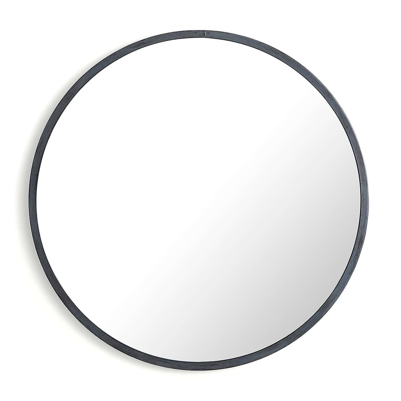 Brushed Metal Effect 50cm Round Wall Mirror